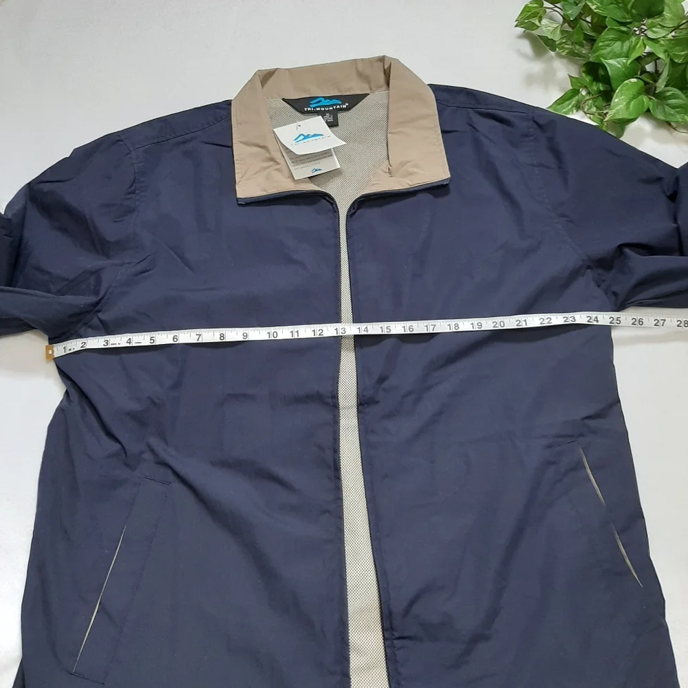 Tri-Mountain Navy Blue Tan Full‎ Zip Jacket Size XL